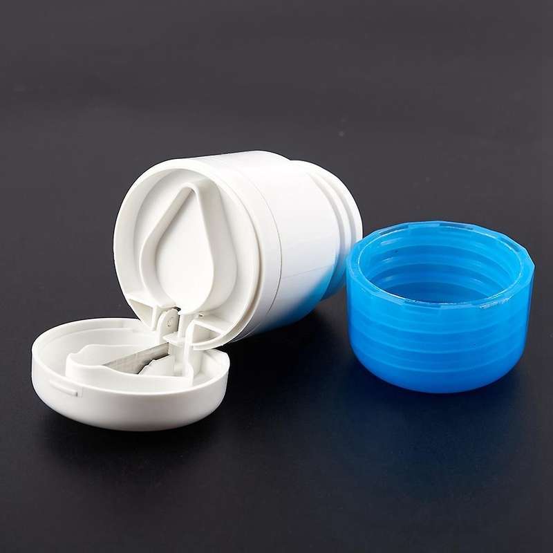 2in1 Function Round Medicine Tablets Cut Splitter Grinder Blue&white
