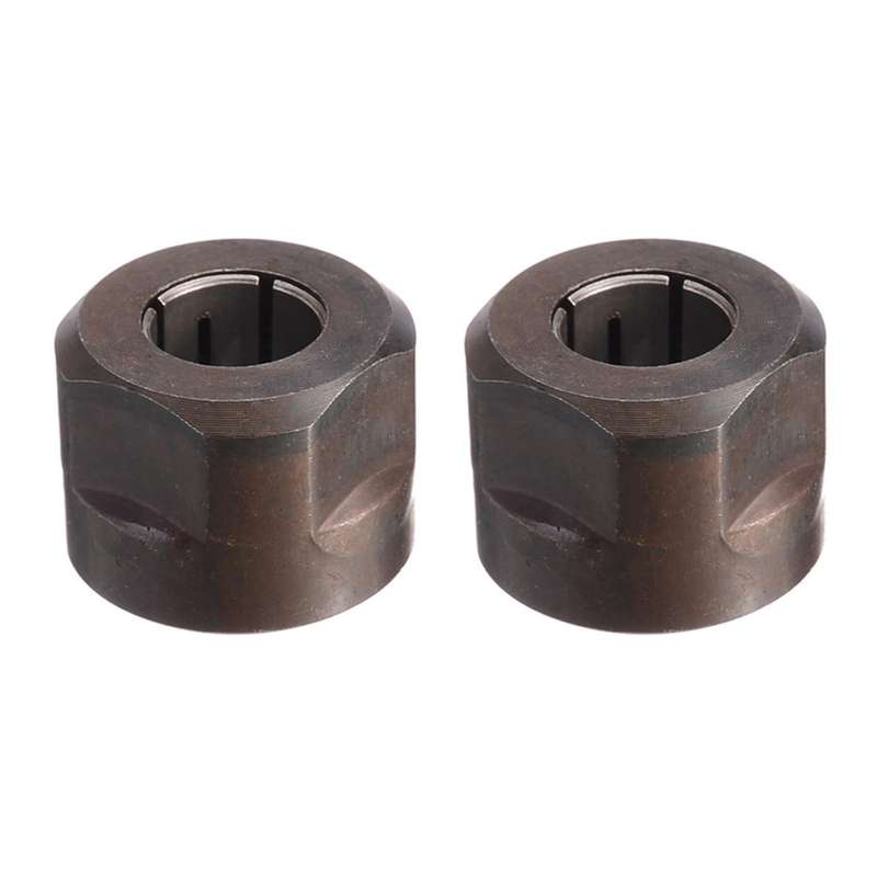 2pc Black Metal Collet Nut Plunge Router Parts 12.7mm Center Hole