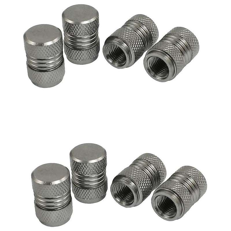 8 Pcs Dark Gray Alloy Car Bicycle Tire Tyre Wheel Valve Dust Caps