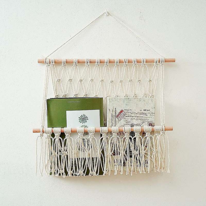 Macrame Magazine Storage Organizer Wall Hanging Decor A