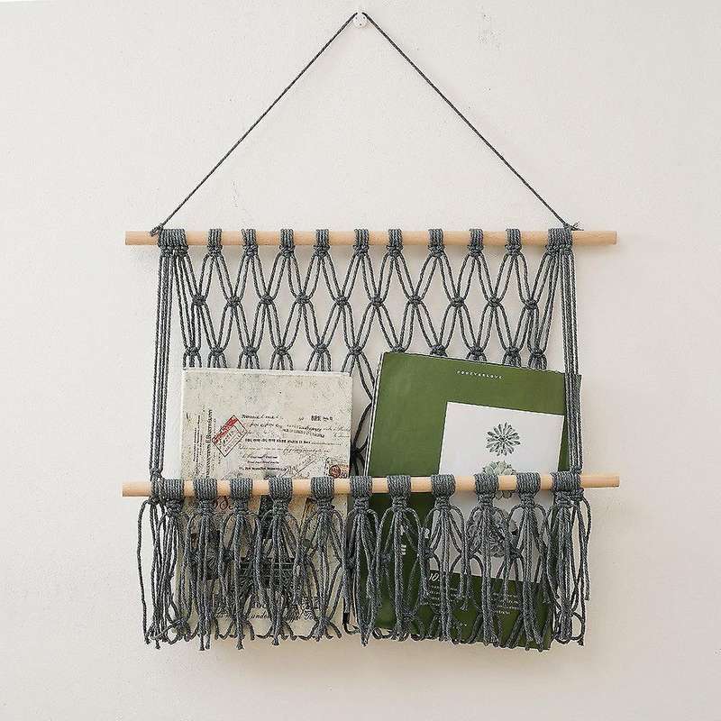 Macrame Magazine Storage Organizer Wall Hanging Decor A
