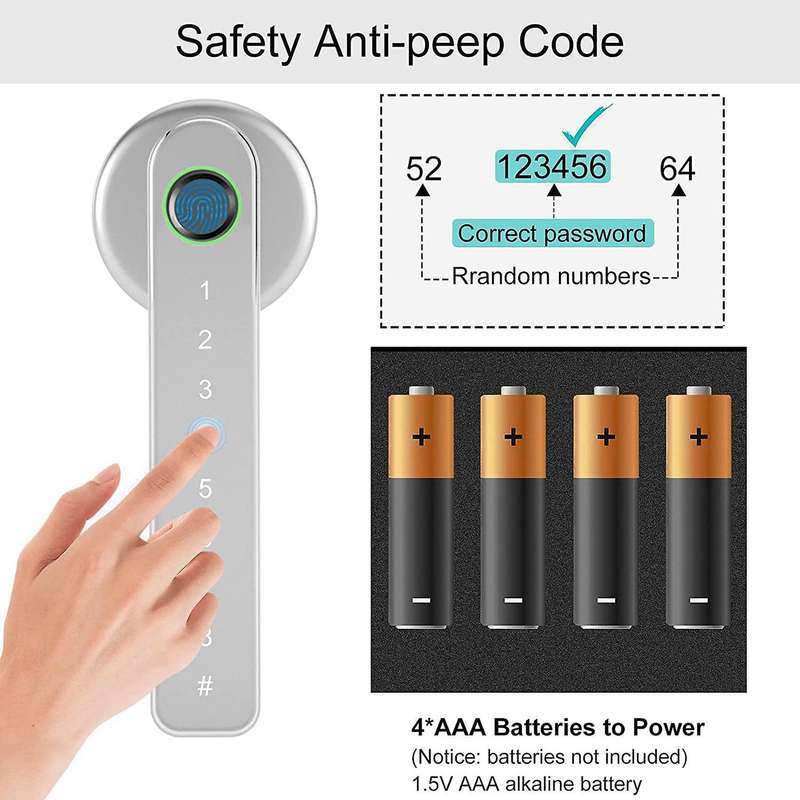 Smart Fingerprint Door Lock , Biometric Door Lock with Handle