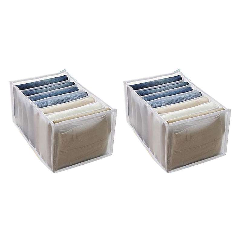 Wardrobe Organizer (2 Pieces) Wardrobe Storage Basket White Big
