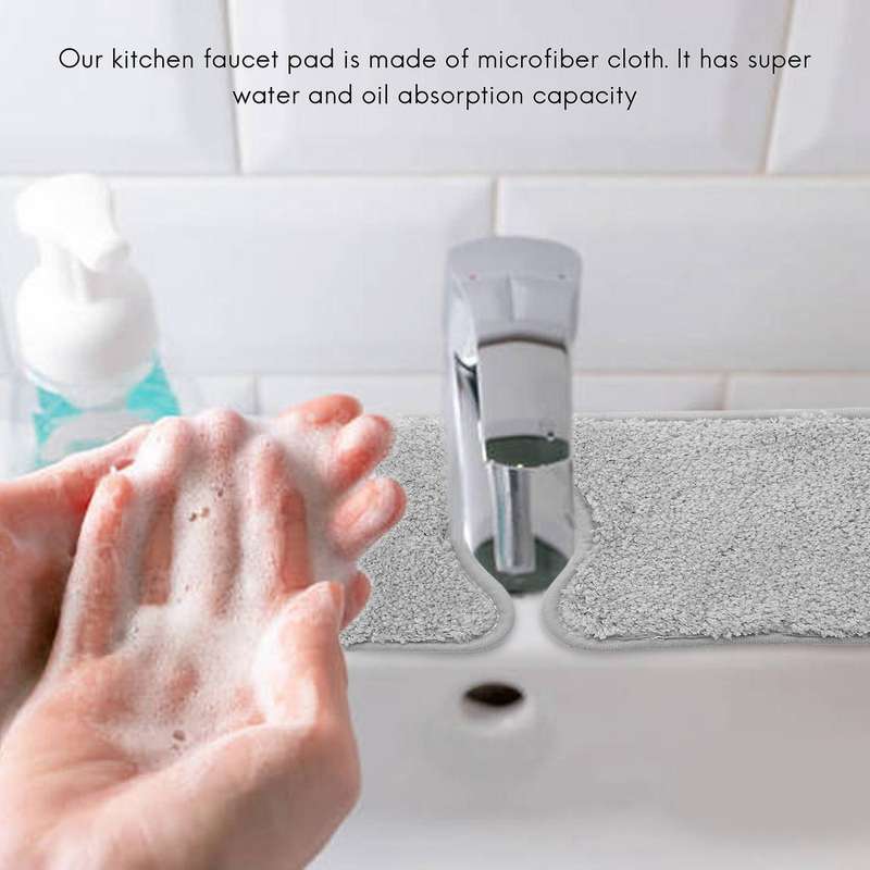 4pcs Faucet Absorbent Mat-grey Faucet Wraparound Absorbent Mat