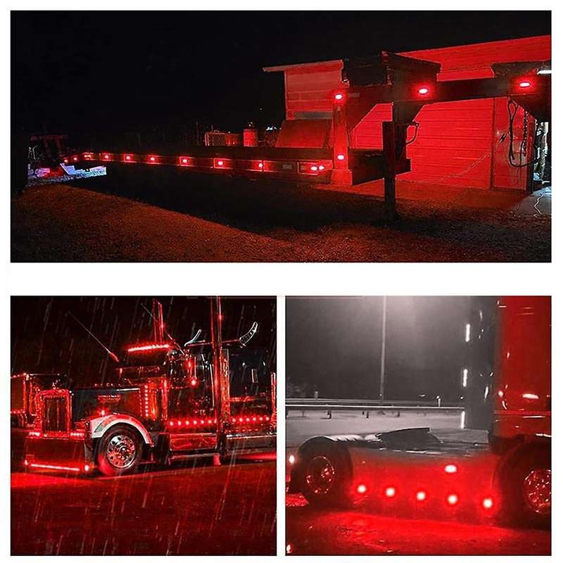 4pcs 4led Led Light Head Emergency Beacon Hazard Warning Light Red