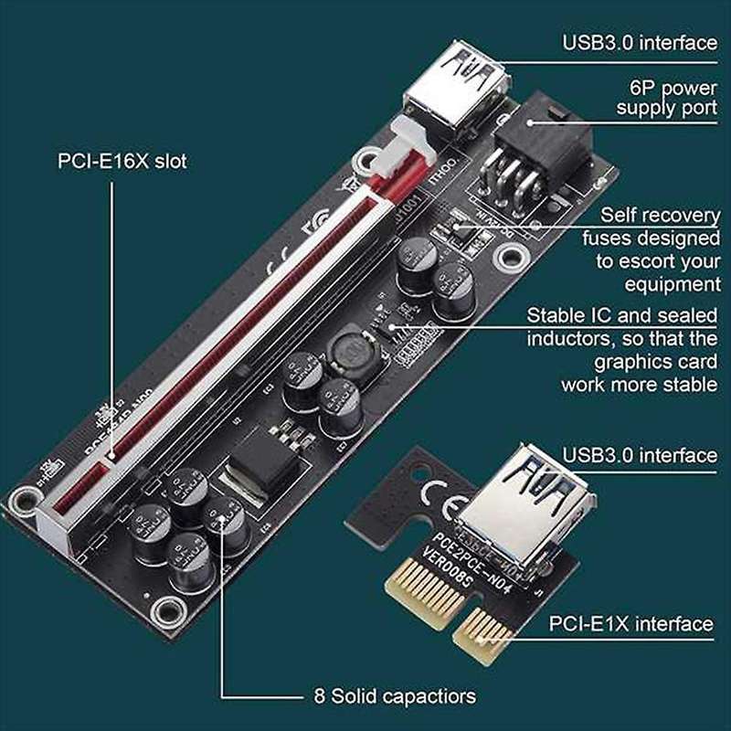 Ver009s Plus Pci Express 1x to 16x Reinforce Pci-ecard Power Cable