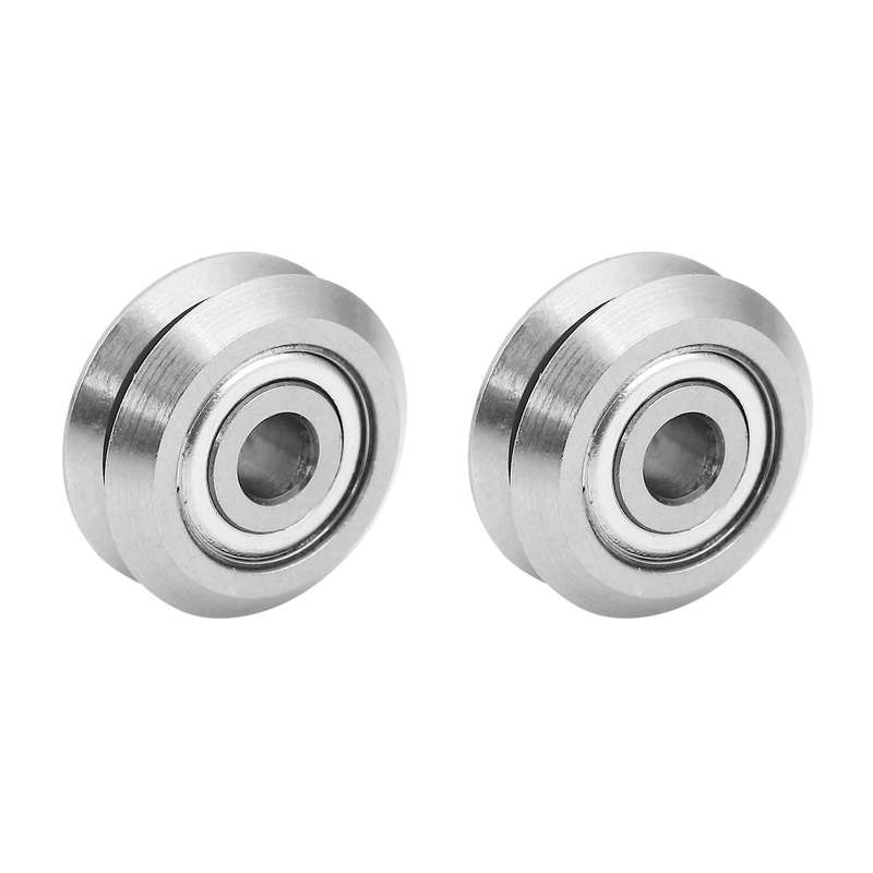 2x W1 Deep V Groove W-rail Track Pulley Rollers Ball Bearings Steel