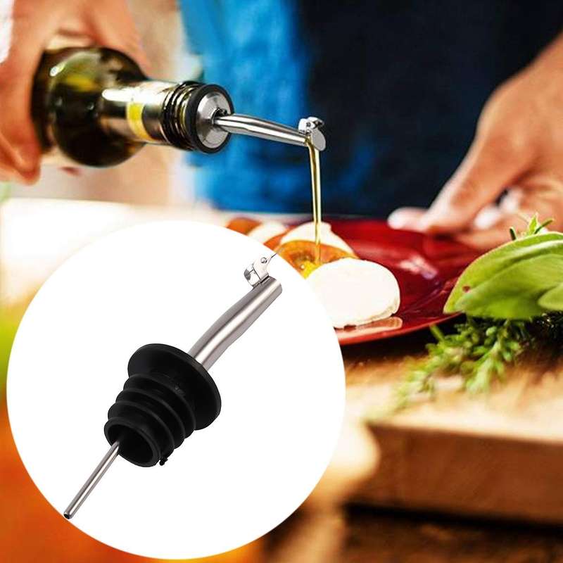 8 Pack Liquor Pour Spout Set Stainless Steel Olive Oil Bottle