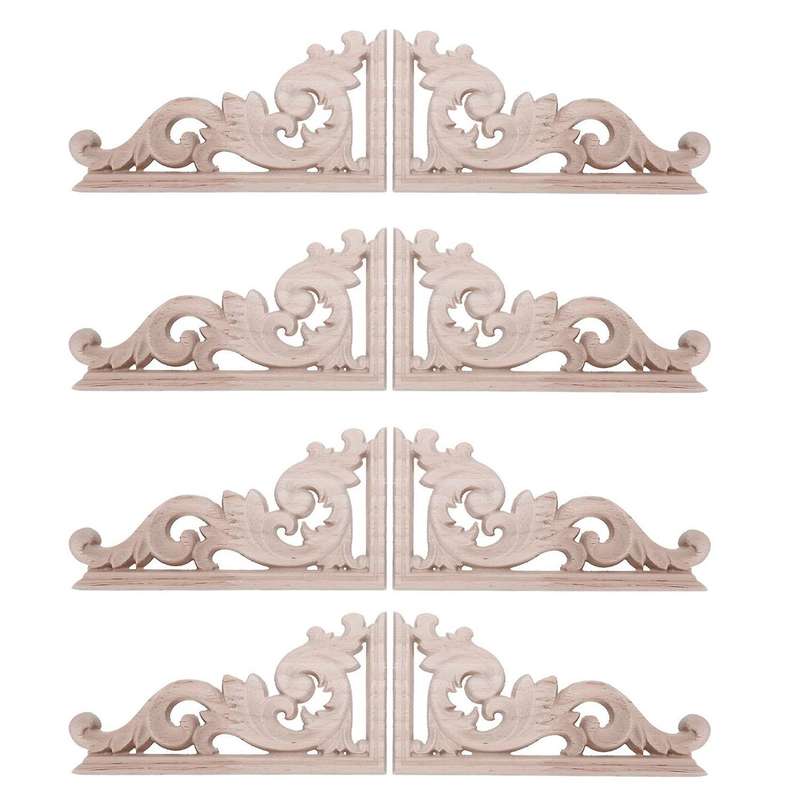 8pcs Left+right Wooden Corner Onlay Furniture Wall Frame Applique