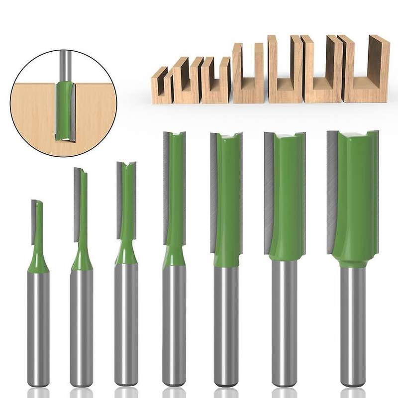 7pcs 1/4 Inch Shank Single Double Flute Straight Bit Milling Cutter