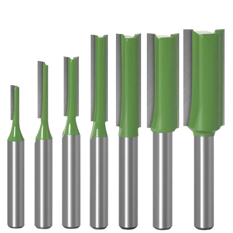 7pcs 1/4 Inch Shank Single Double Flute Straight Bit Milling Cutter