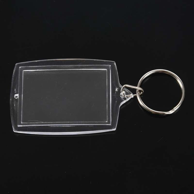 50pcs Transparent Blank Insert Photo Frame Key Ring Split Keychain