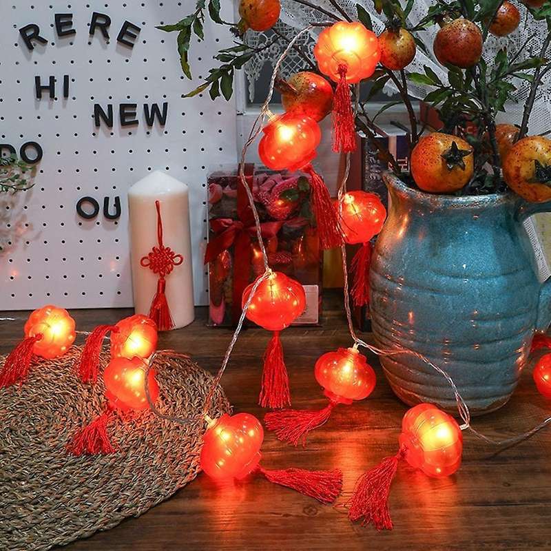 Red Lantern Usb Led Light String Christmas Battery Decoration