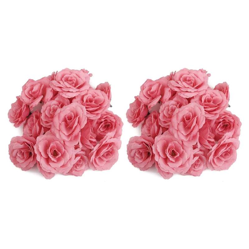 40x Rose Fleur Artificielle Corolle Decoration De Mariage(rose)