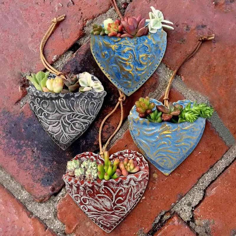Heart-shaped Succulent Resin Flower Pot Planting Succulent Pots B