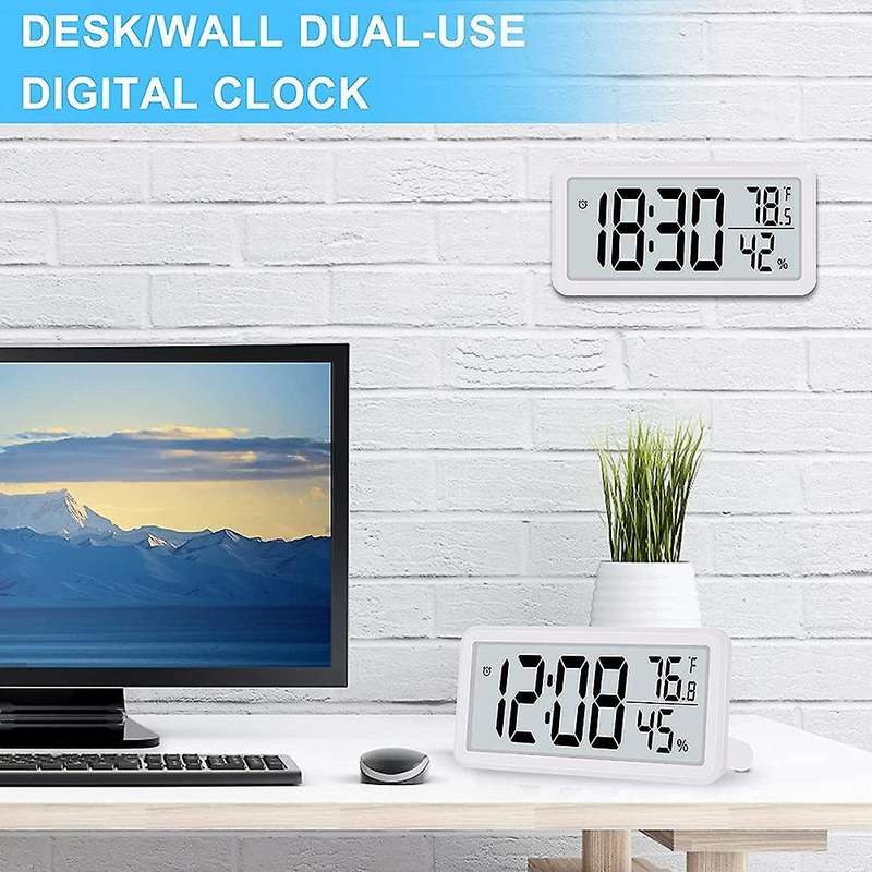 Digital Alarm Clock,battery Operated Lcd Electronic Clock White