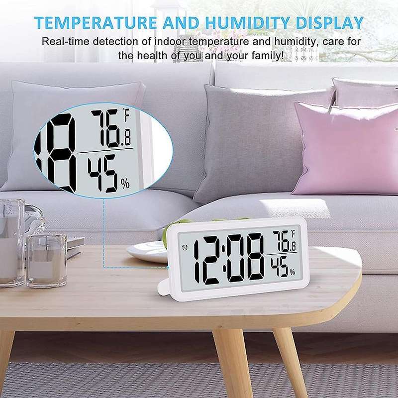 Digital Alarm Clock,battery Operated Lcd Electronic Clock White