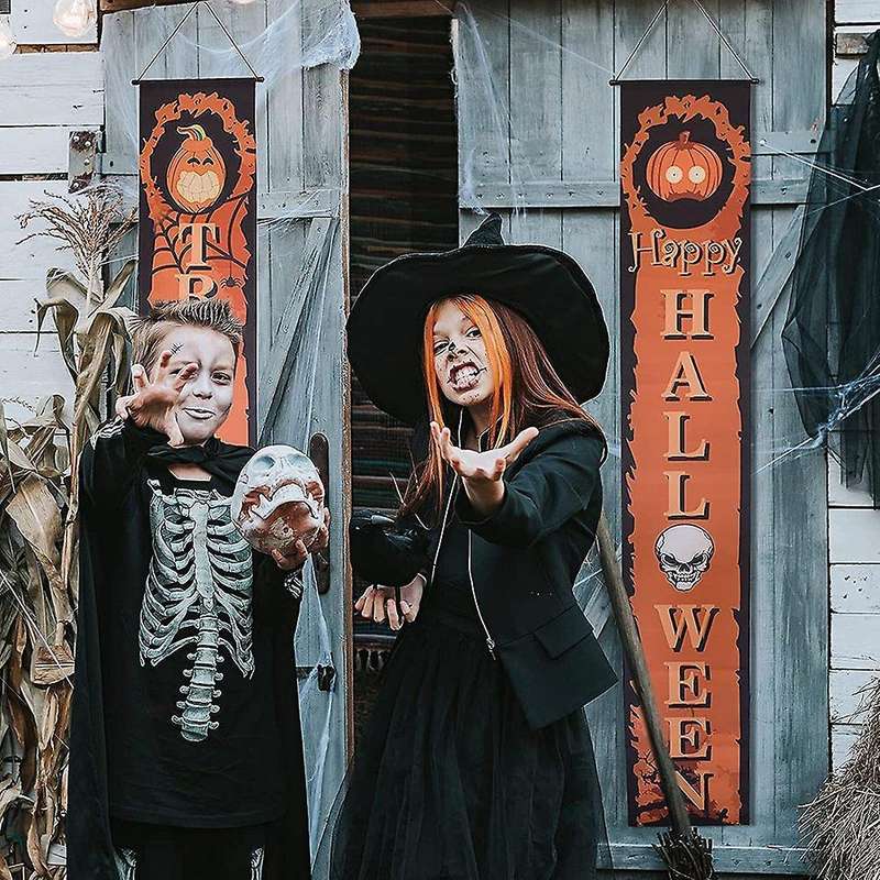 Halloween Decorations Outdoor Welcome Banners Porch Signs for Front