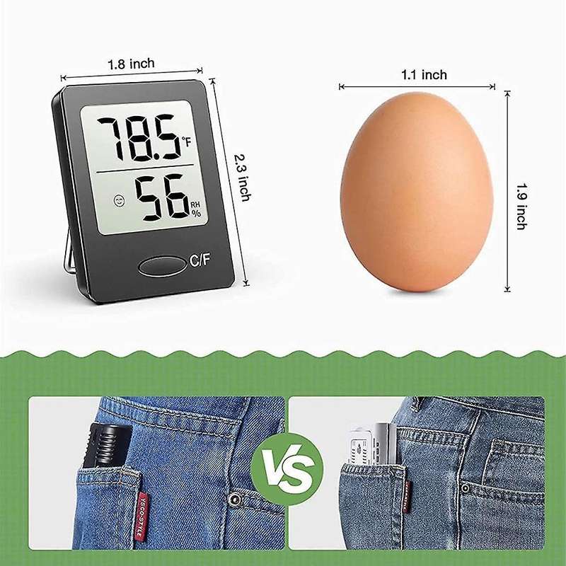 Humidity Gauge, Room Thermometer Hygrometer, Mini Size, Black,2 Packs