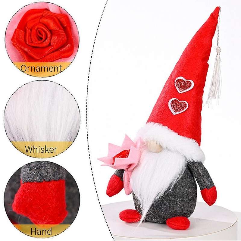 Valentines Gnomes Plush Decor - Mr and Mrs Scandinavian Elf Dwarf , B