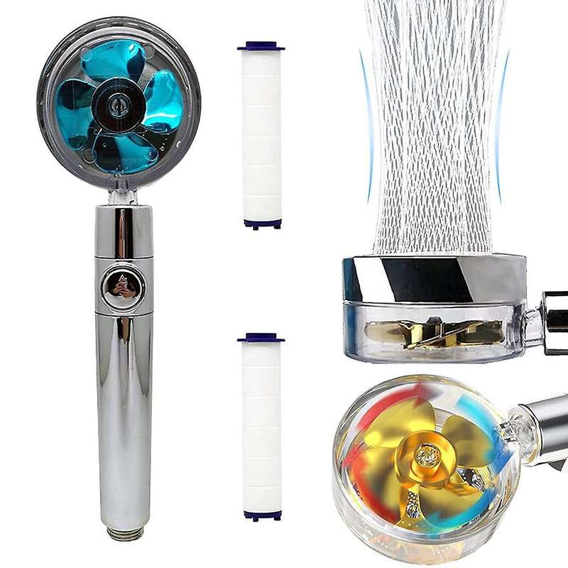 Pressure Fan Shower Heads - Turbo Propeller Driven Shower Head (bule)
