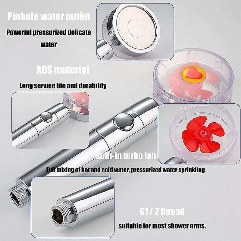 Pressure Fan Shower Heads - Turbo Propeller Driven Shower Head (bule)