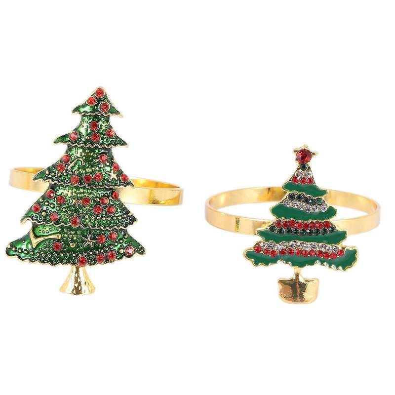 Christmas Napkin Rings - Set Of 8 Napkin Holder Rings for Holiday