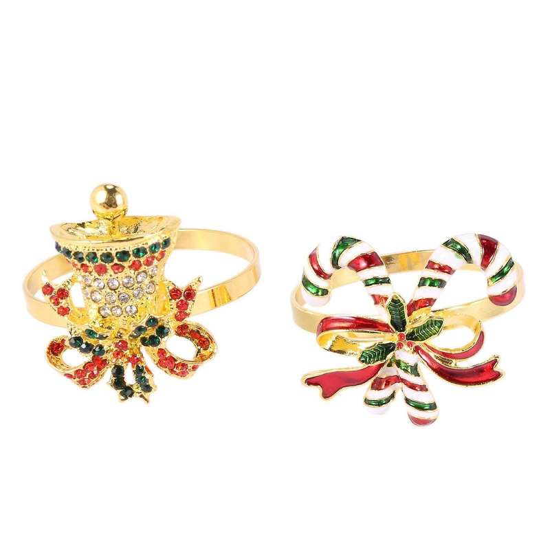 Christmas Napkin Rings - Set Of 8 Napkin Holder Rings for Holiday