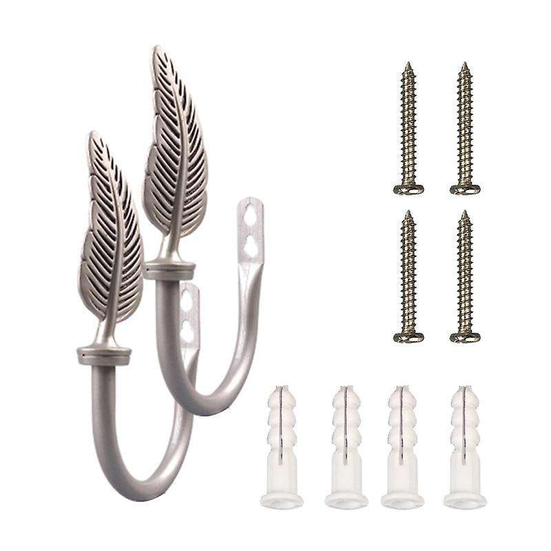 Set Of 2 Metal Curtain Holdbacks, Feather Design Tiebacks for Bedroom