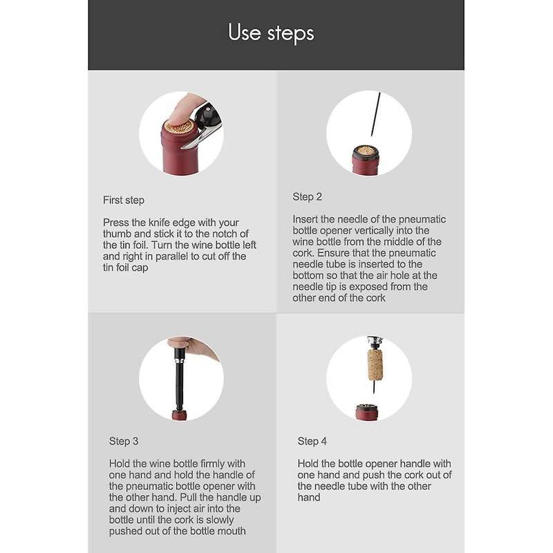 Enhanced Air Pump Wine Bottle Opener Pin Cork Remover Pneumatic Black