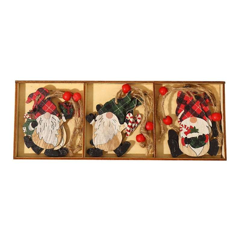 Christmas Tree Ornaments Painted Wooden Pendant Diy Ornaments,b