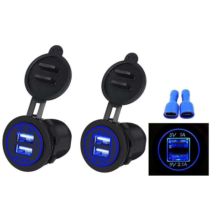 Dual Ports Usb Charger 5v/3.1a Blue Led for Dc 12v-24v Cars Vehicles