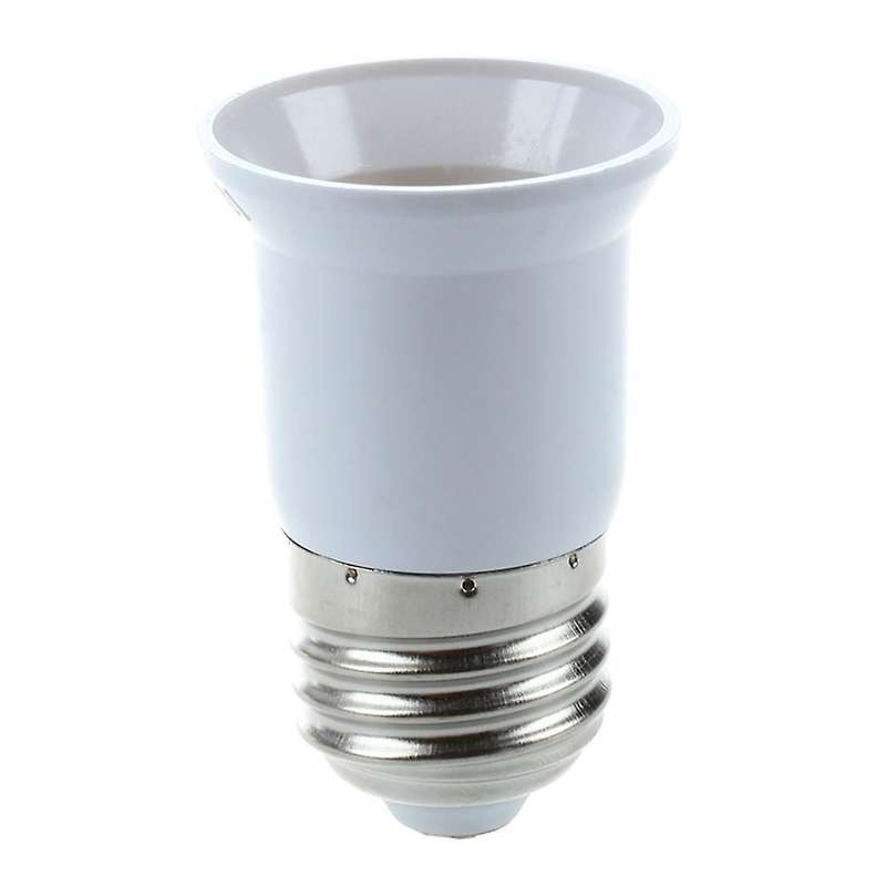 2x E27 to E27 Bulb Holder Silver Tone White Adapter Extender