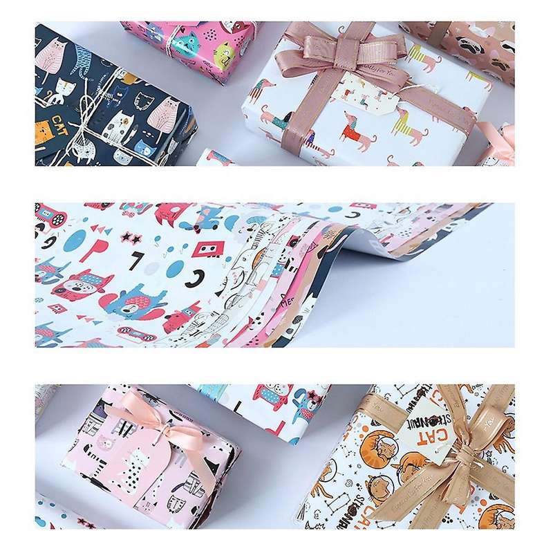 Pet Pattern Birthday Wrapping Paper Set Of 9,present Gift for Kids