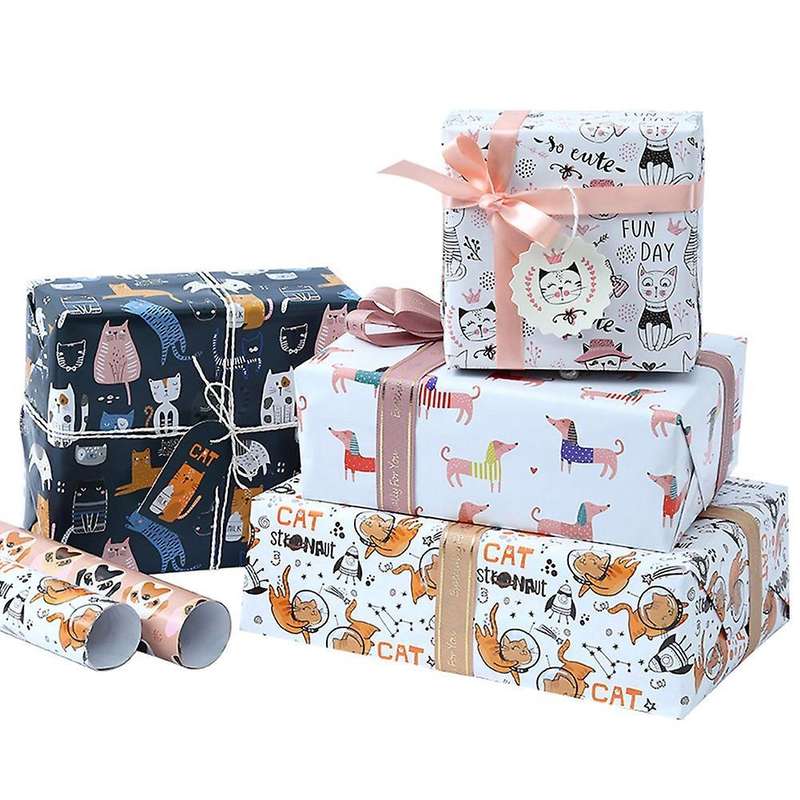 Pet Pattern Birthday Wrapping Paper Set Of 9,present Gift for Kids