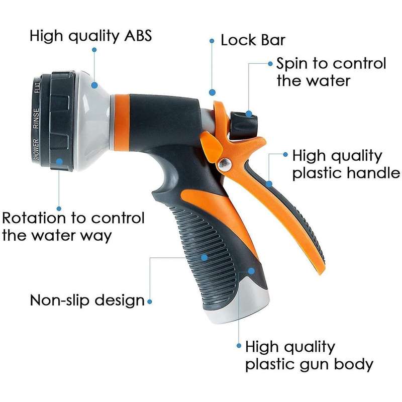 Garden Hose Nozzle High Pressure Heavy Duty 8 Pattern, 5 Pieces