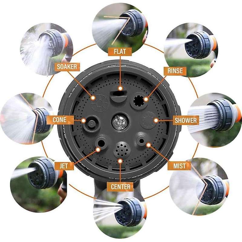 Garden Hose Nozzle High Pressure Heavy Duty 8 Pattern, 5 Pieces