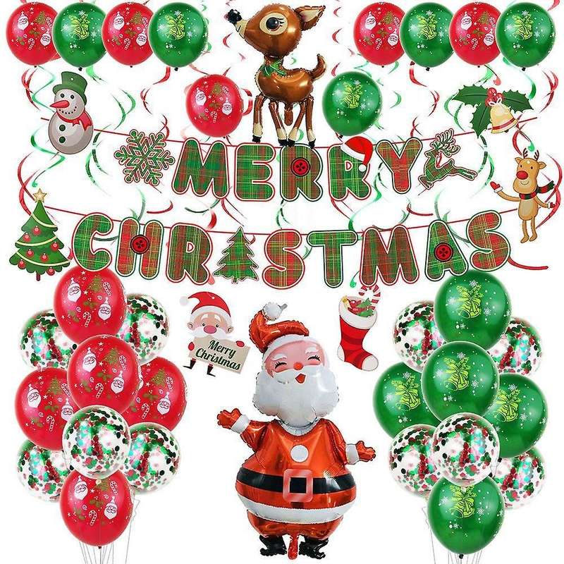1 Set Christmas Spiral Ceiling Hanging Santa Claus Elk Decoration