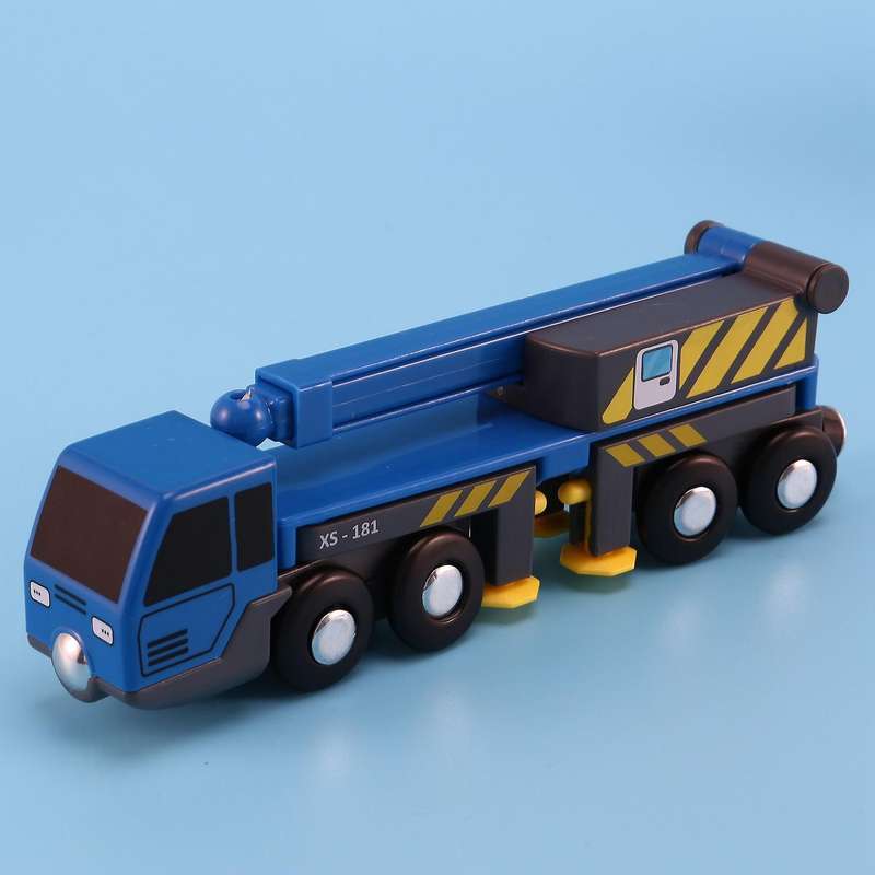 Crane Truck Vheicles Kids Toy Compatible with Wooden Tracks Railway