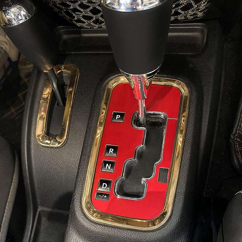 Gear Shifter Shift Box Cover Trim for Jeep Wrangler Aluminum (red)