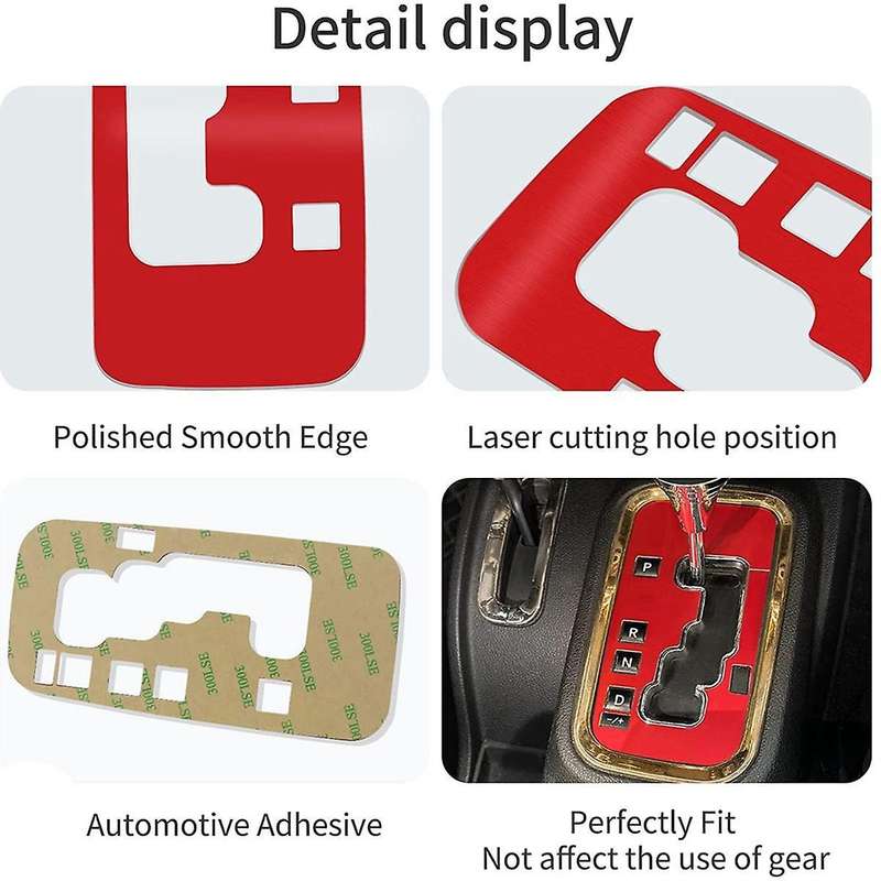 Gear Shifter Shift Box Cover Trim for Jeep Wrangler Aluminum (red)