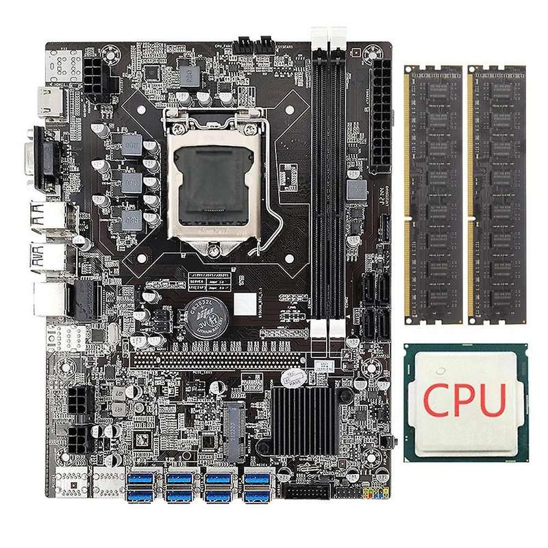 B75 Eth Mining Motherboard+cpu+2x4g Ddr3 1333mhz Ram Lga1155 8xpcie