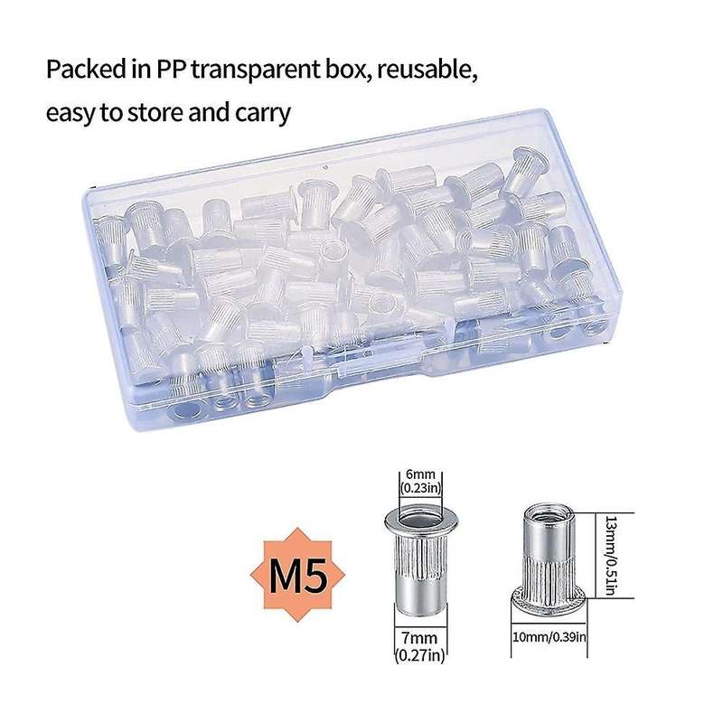 50 Pieces M5 Flat Head Rivet Nuts Made Of Stainless Steel Rivet Nut