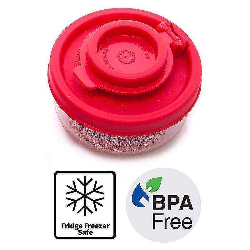 2 Medium Salt and Pepper Shakers with Red Covers Lids Jar Dispenser