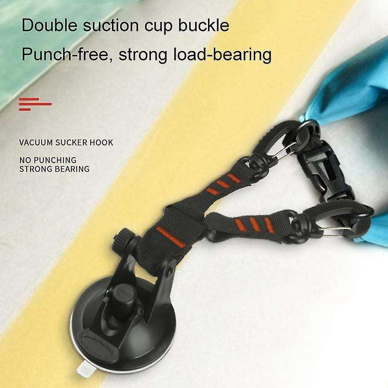2 Pack Double Hooks Suction Cup Anchor with Securing Hook Black
