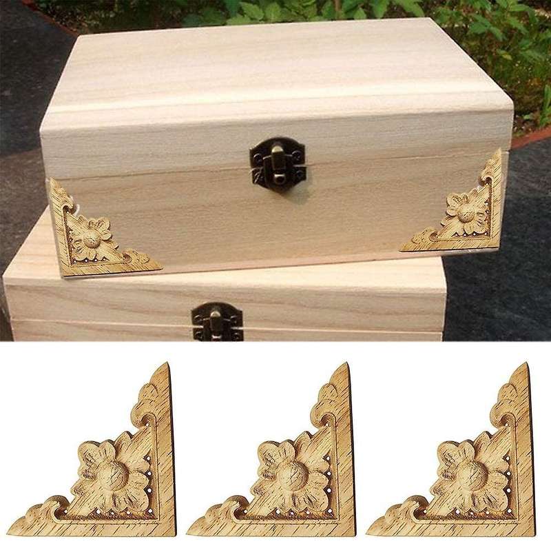 10pcs Carved Unpainted Wood Furniture Window Corner Wood Applique