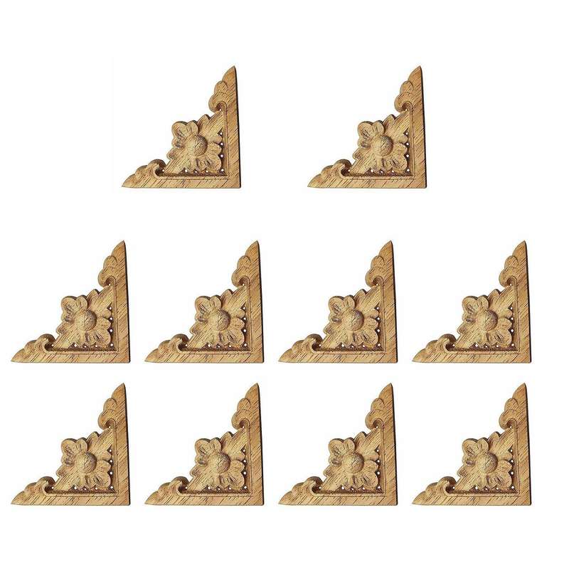 10pcs Carved Unpainted Wood Furniture Window Corner Wood Applique