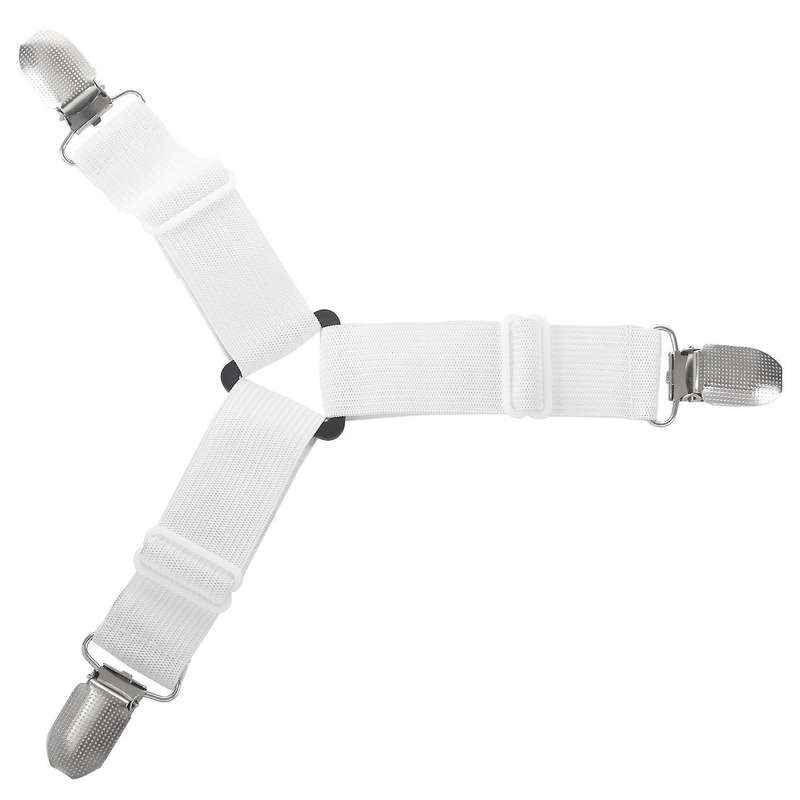 4x 3-way Adjustable Bed Sheet Holders Metal Clips (white)