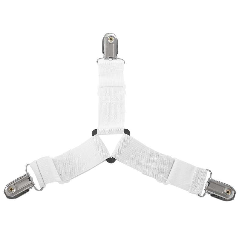 4x 3-way Adjustable Bed Sheet Holders Metal Clips (white)