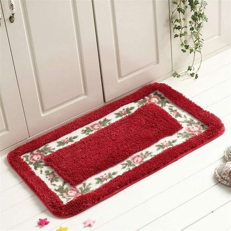 Pastoral Style Bath Carpet Rectangle Carpets Floor Decor (40x60cm) D